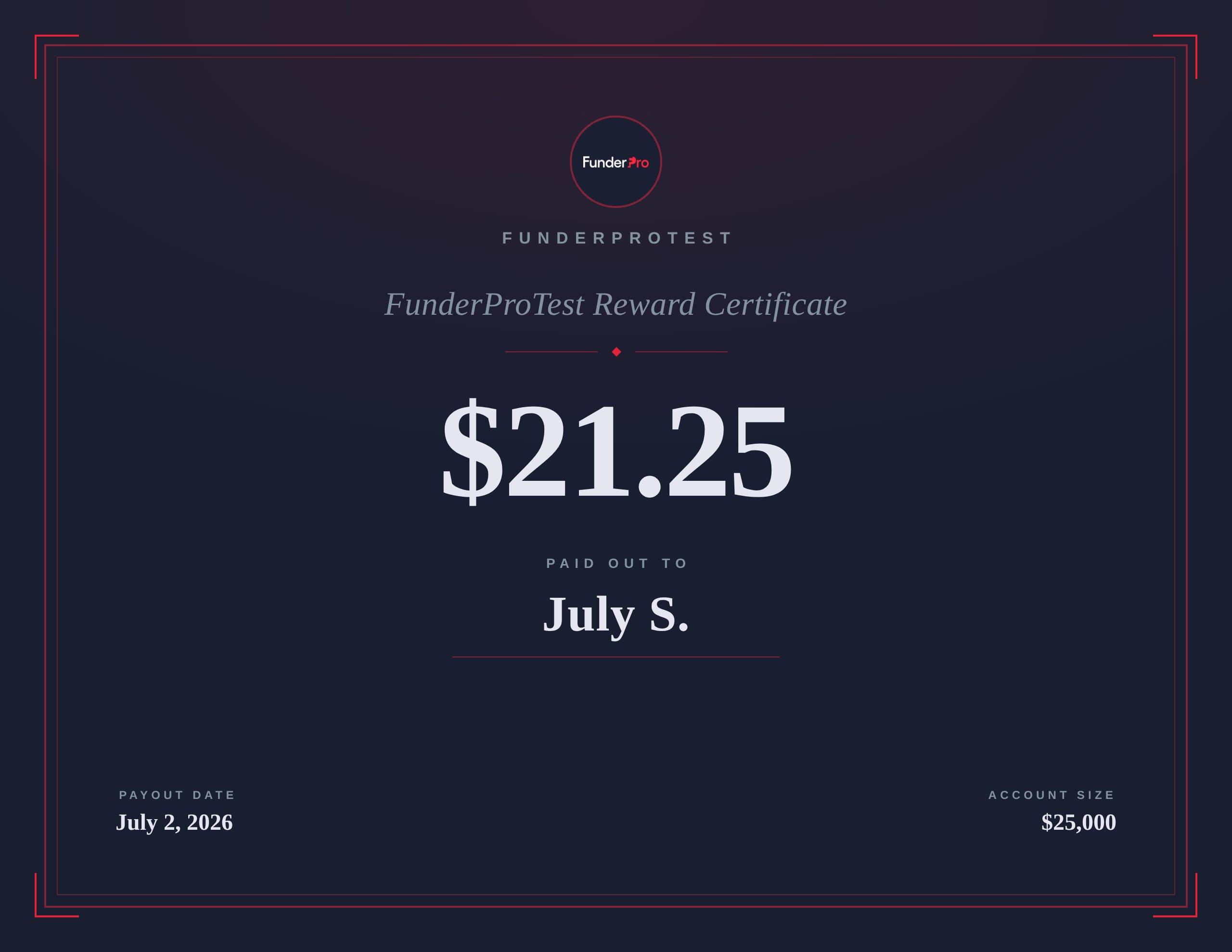 $21.25 reward paid out to July S.