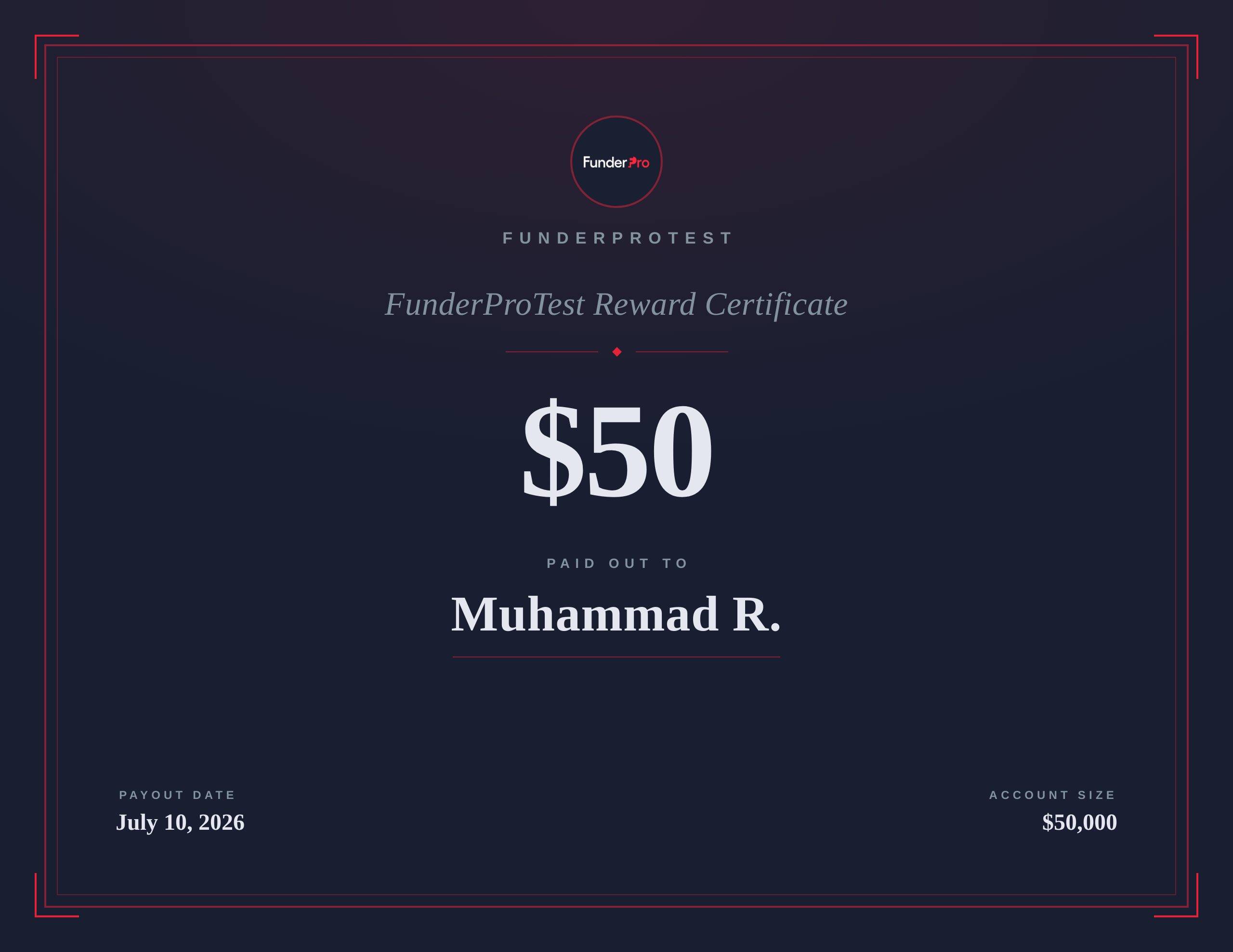 $50 reward paid out to Muhammad R.