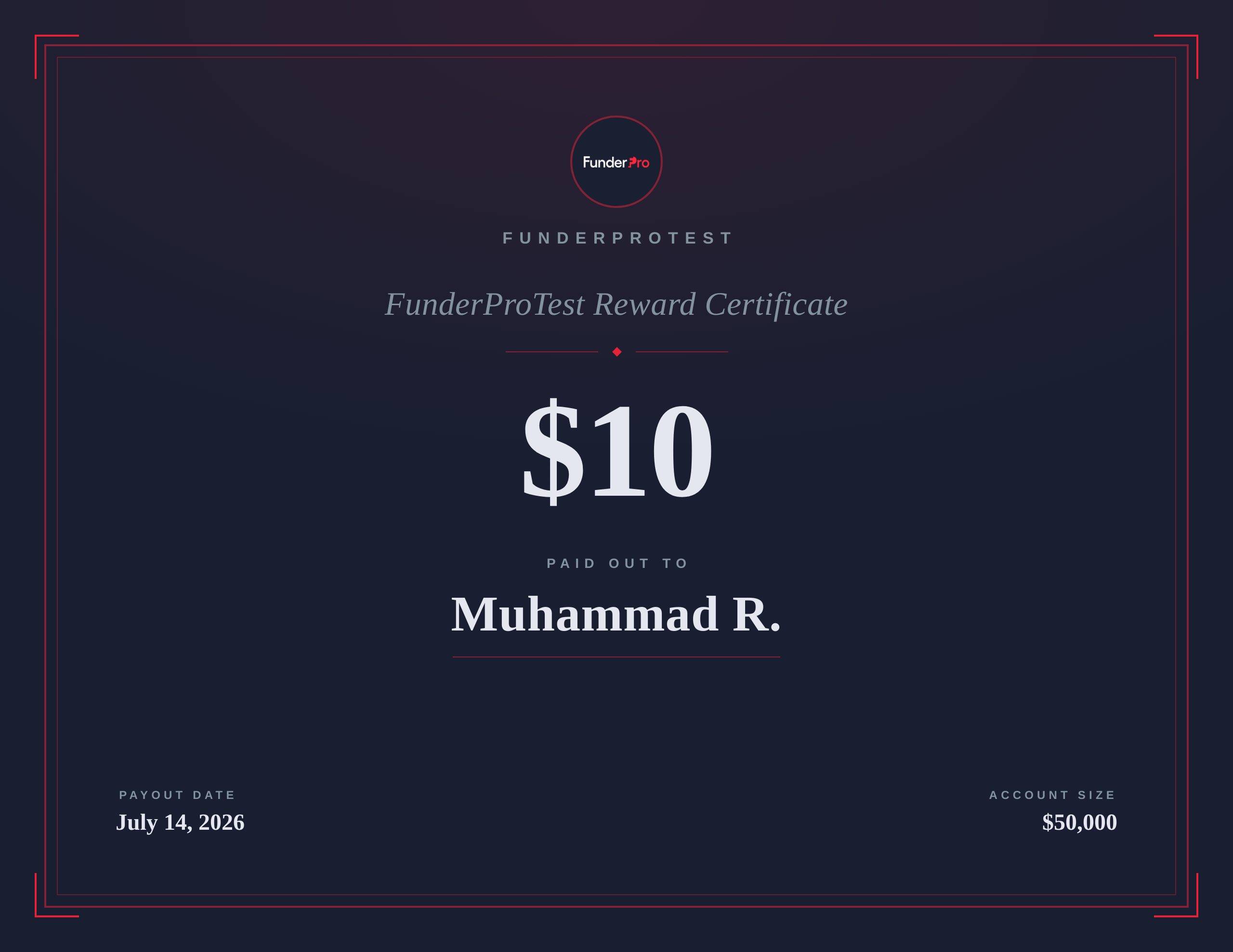 $10 reward paid out to Muhammad R.