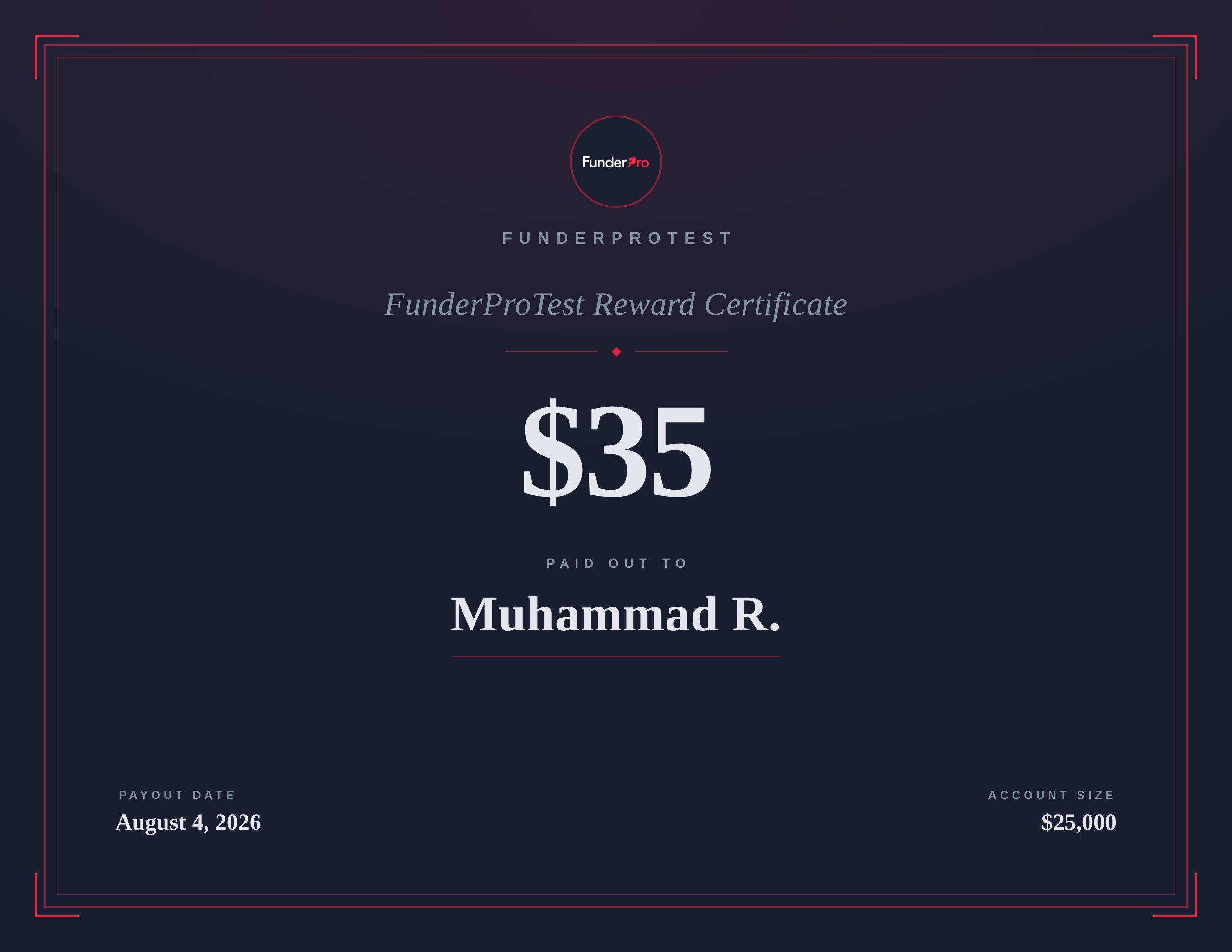 $35 reward paid out to Muhammad R.
